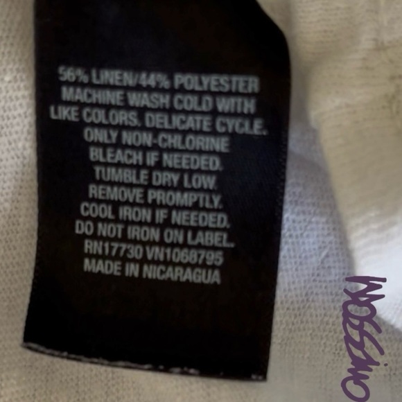 LINEN Blend White V-Neck T-Shirt with Butterfly and Floral Embroidery - Picture 9 of 9